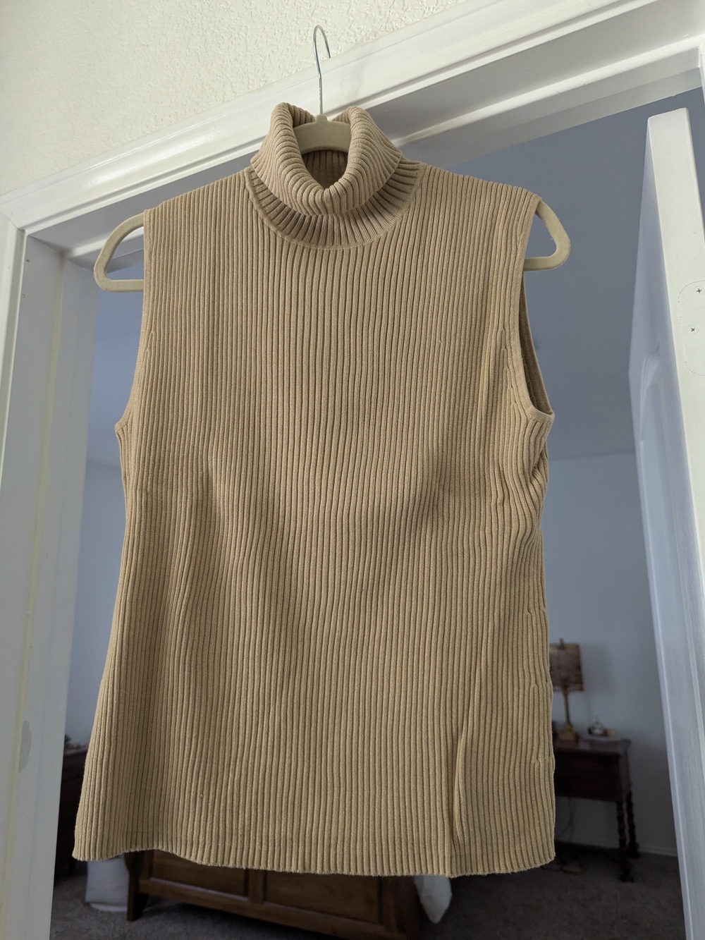 Chico's Sleeveless Ribbed Turtleneck - Camel